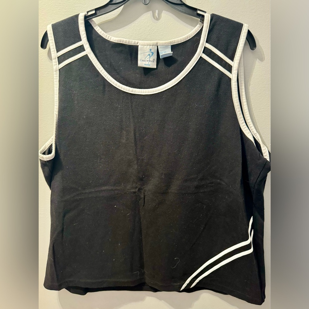 iActive Black Athletic Tank Top, with White Trim, Size 2X